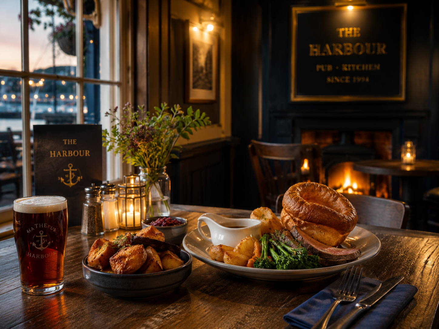 The Harbour roast dinner and pint